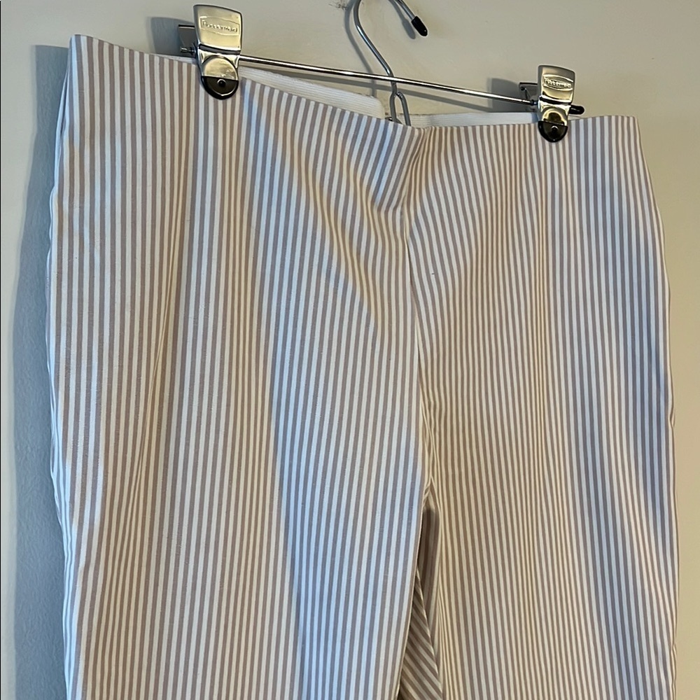 a new day Pull on pants White and Tan thin vertical stripes neutral classic - Picture 2 of 12